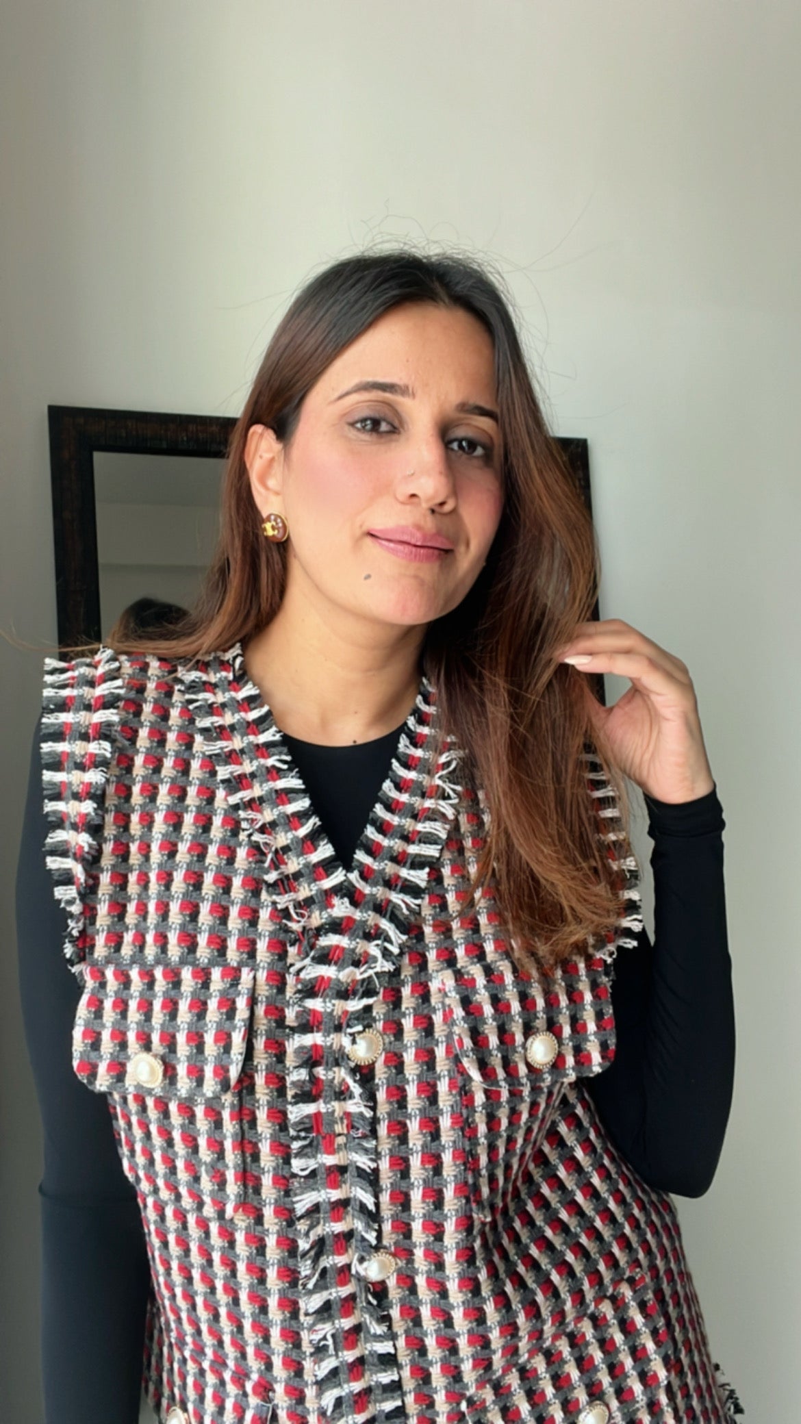 Red Tweed Fall Vest