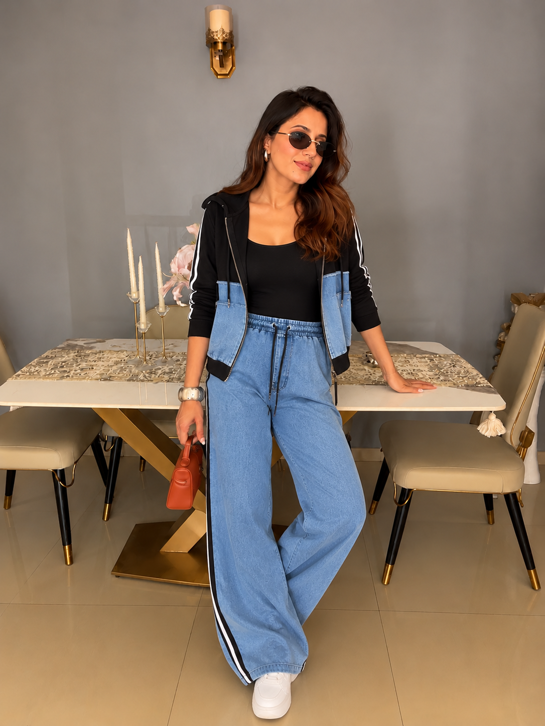 Black & Denim Fall Lounge Set