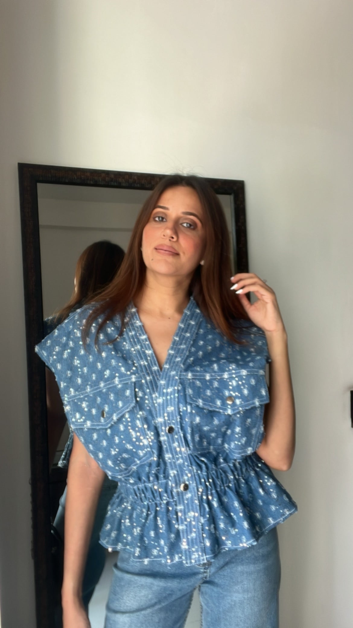 Glitz Denim Top