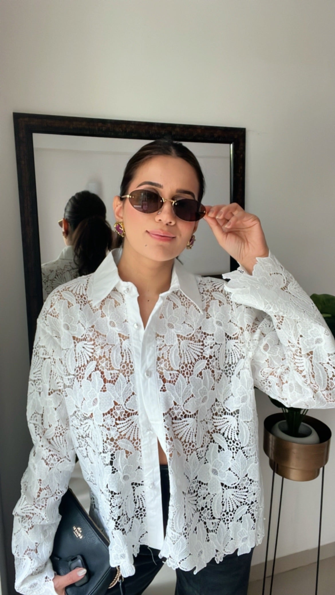 Lace Pearl Buttoned Shirt