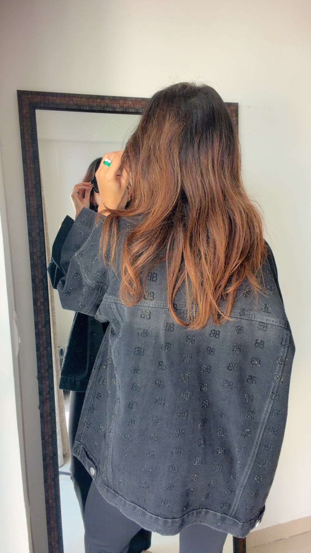 Embedded Black Washed Denim Jacket