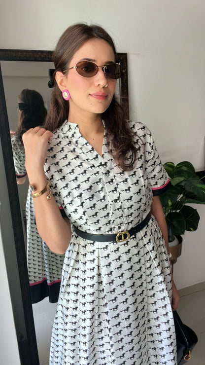 Horse Printed Vintage Dress