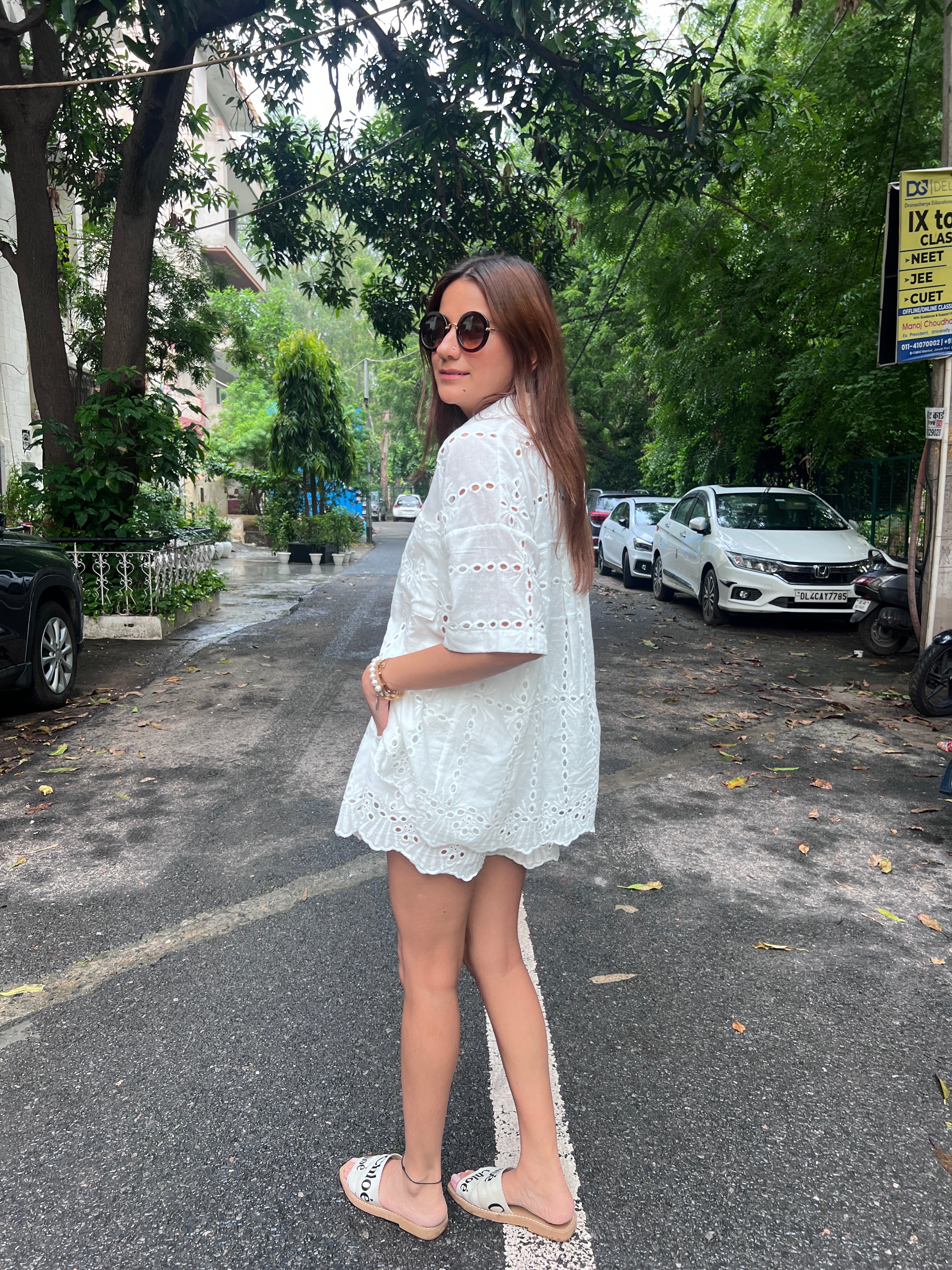 Cutwork soft Poplin Co-ord Set