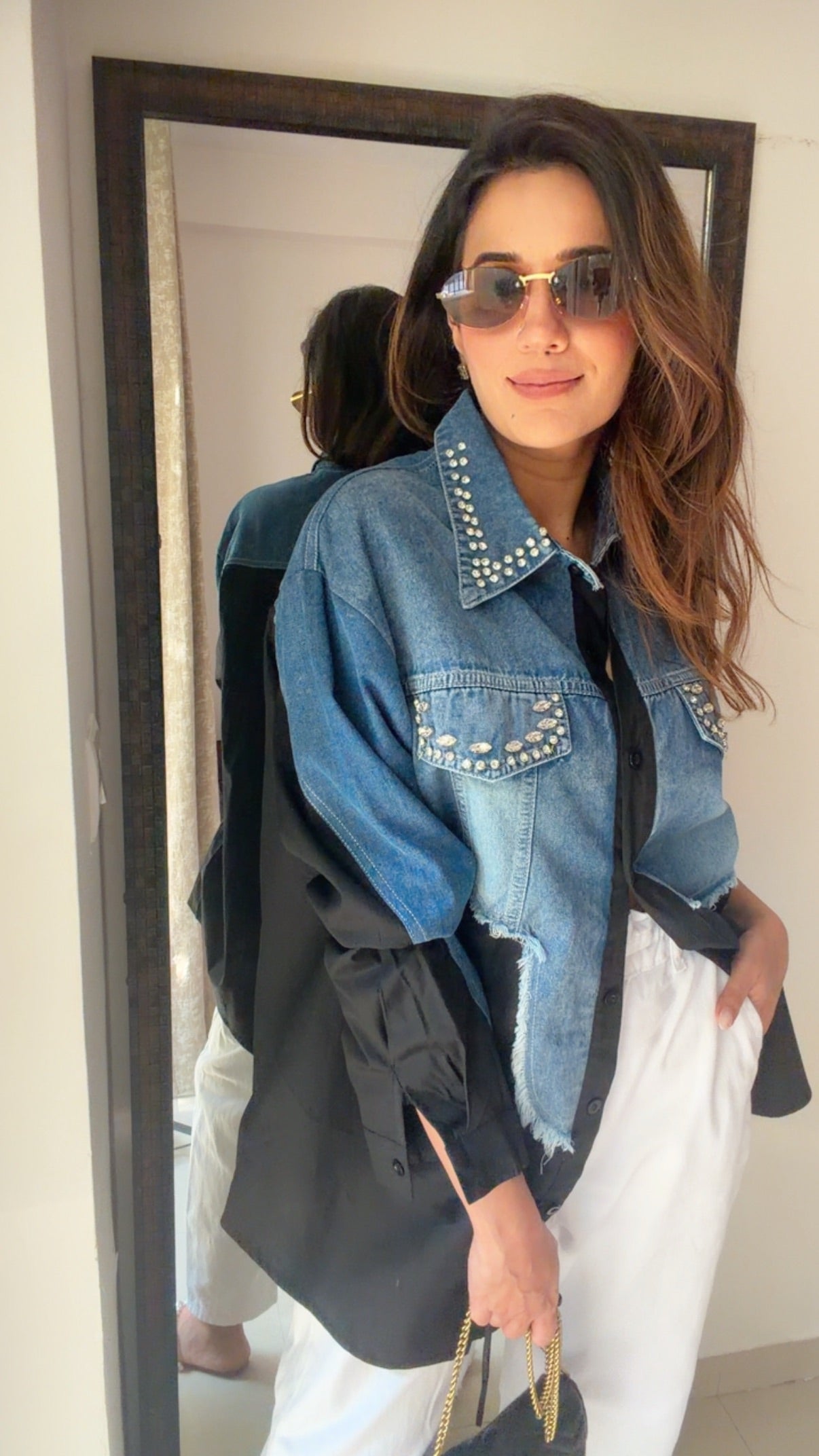 Studded Denim Poplin Shirt