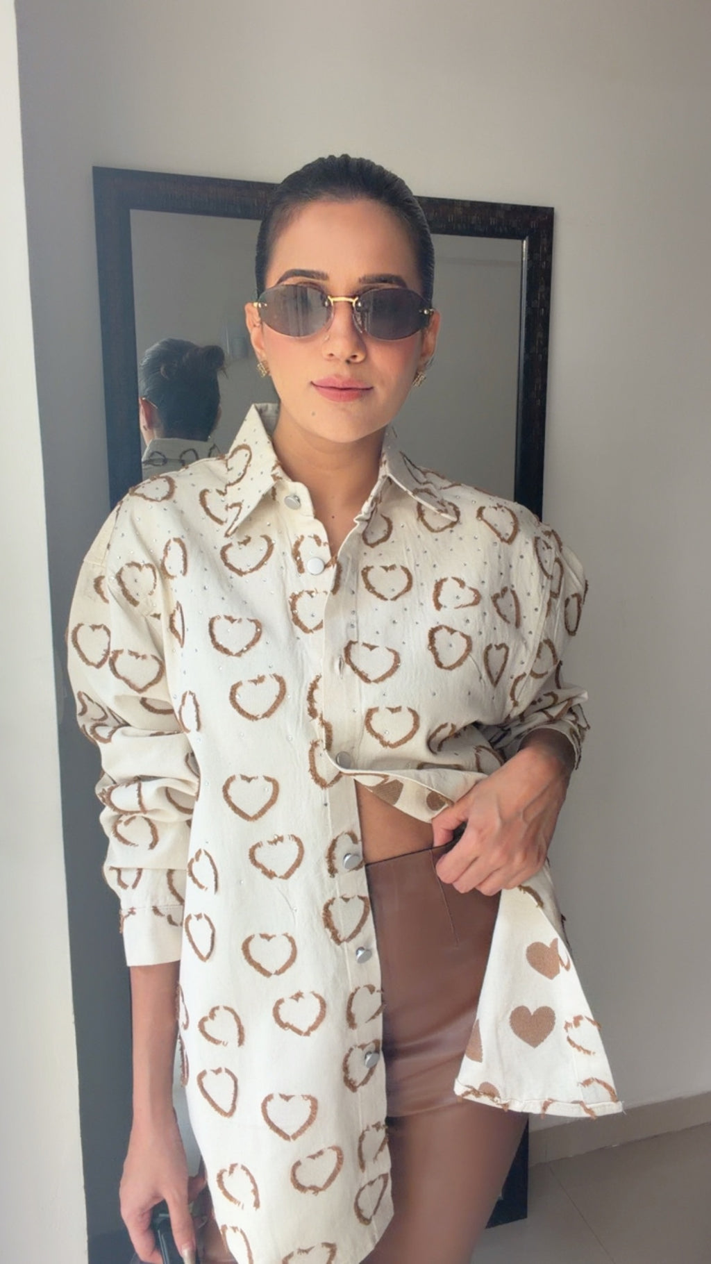 Swarovski Studded Heart Denim Shirt