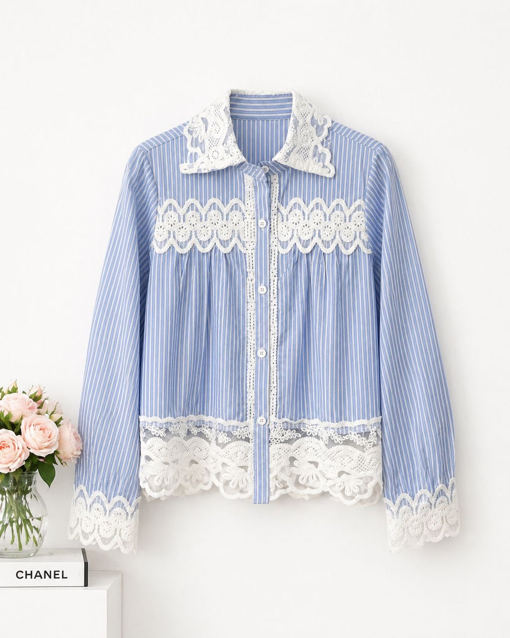 Lace Stripe Poplin Shirt