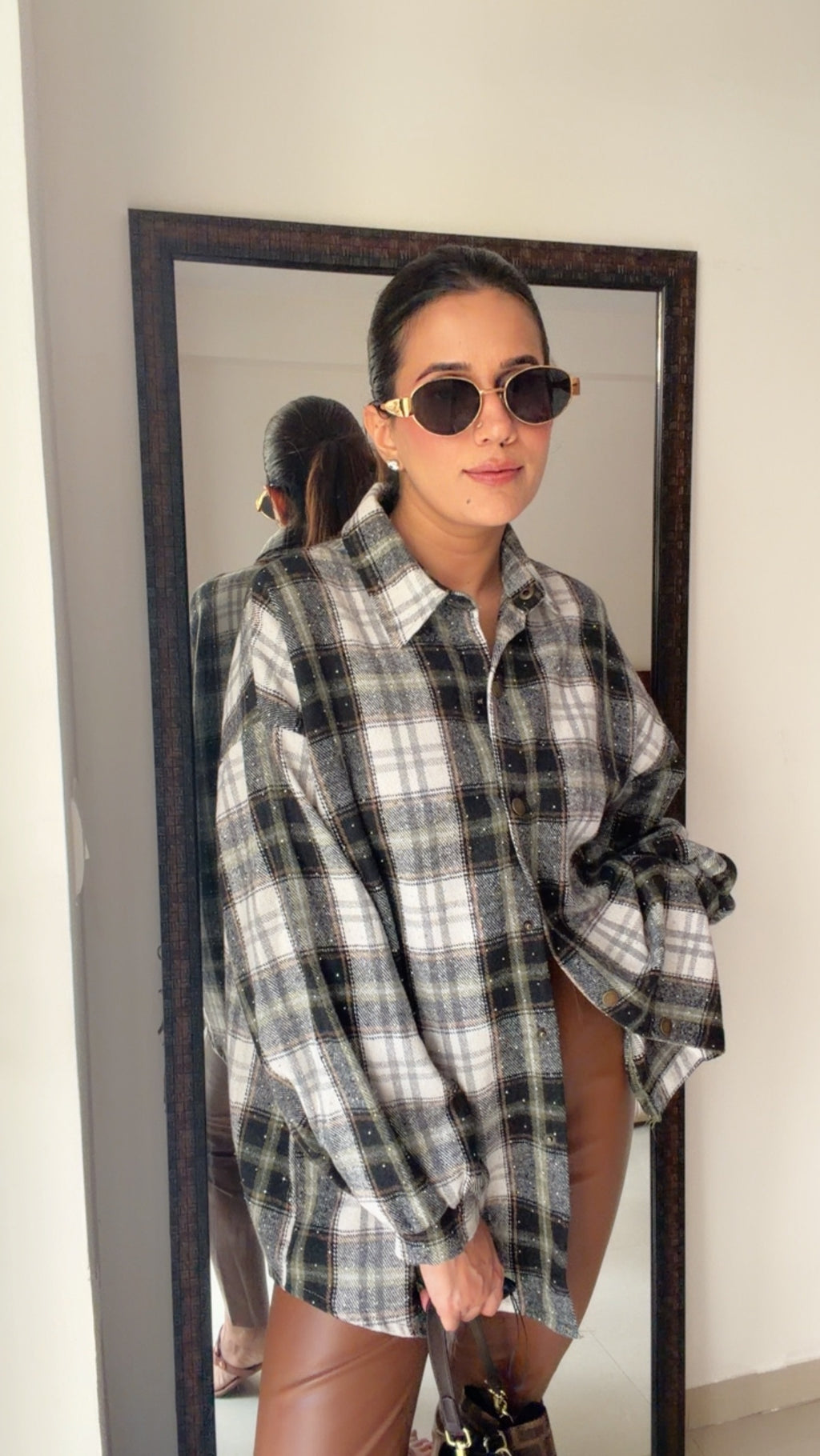 Plaid Swarovski Fall Shirt