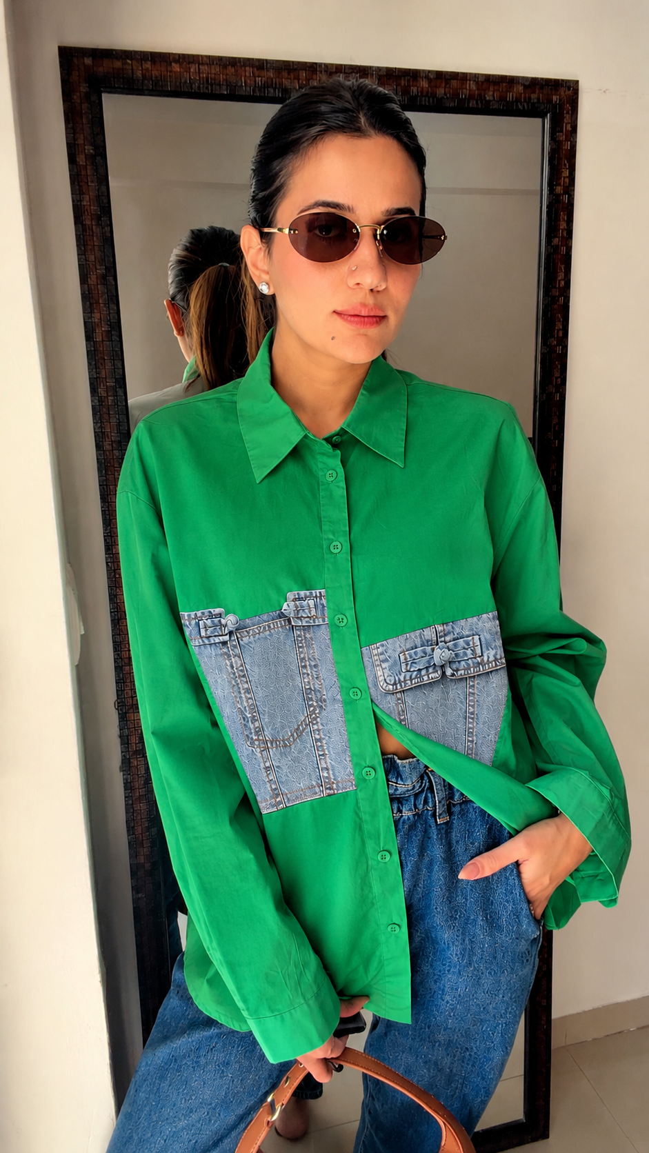 Poplin Denim Patch Shirt