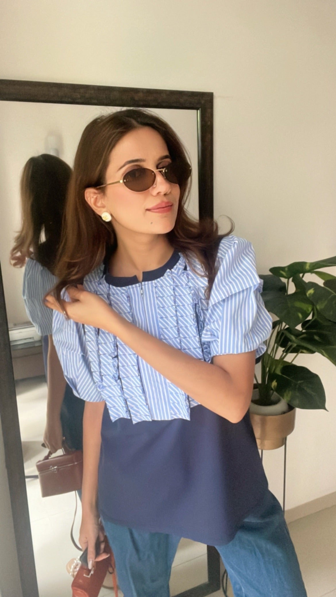 Zipped Frilled Top