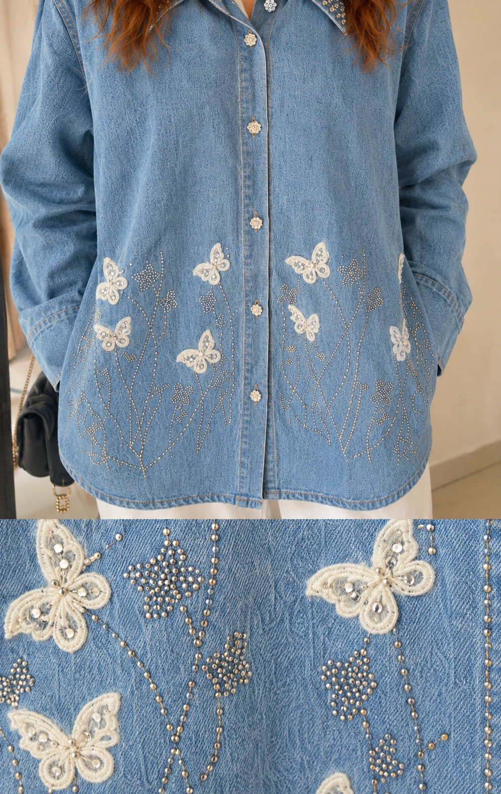 Embellished Denim Shirt