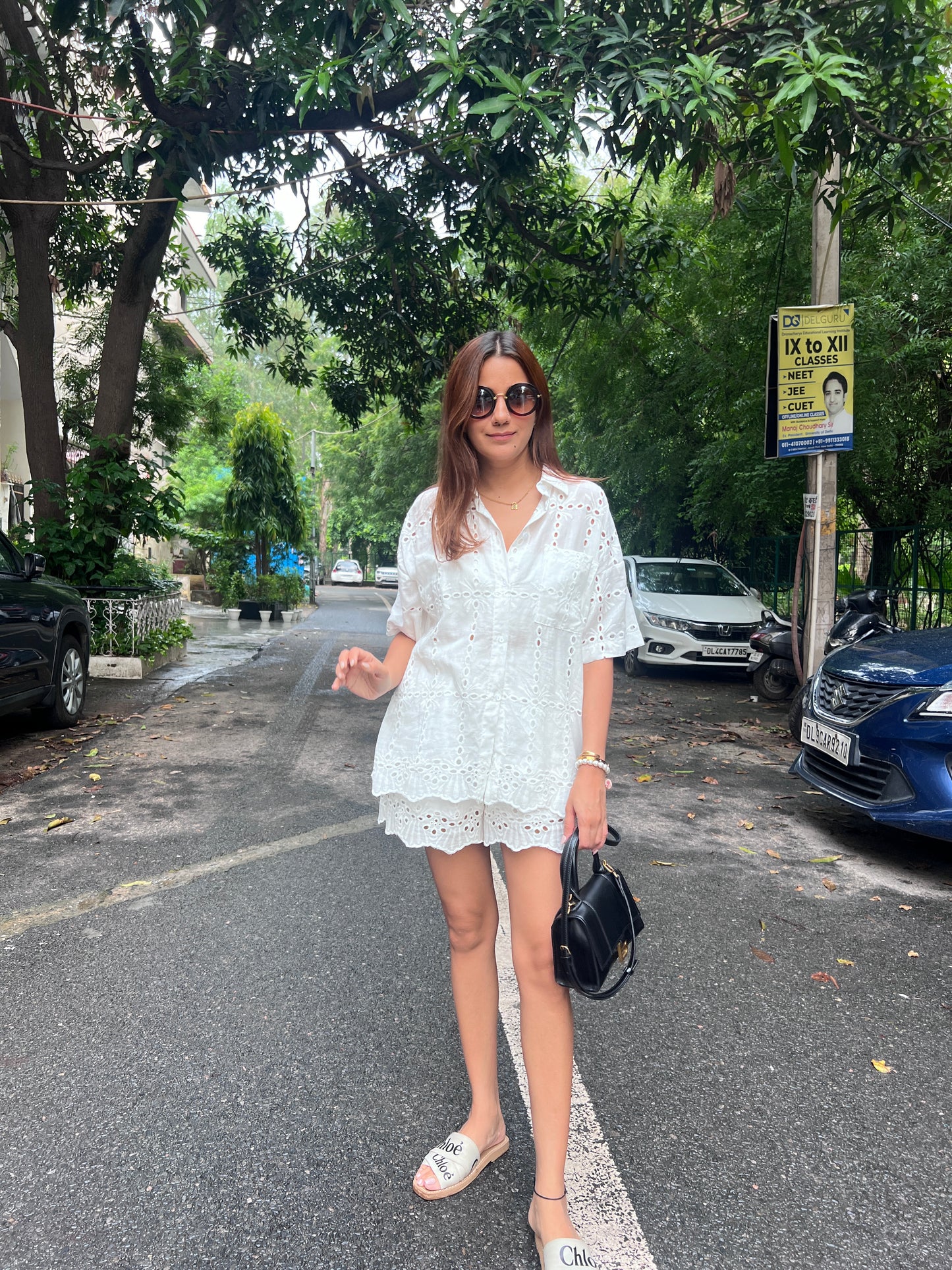 Cutwork soft Poplin Co-ord Set