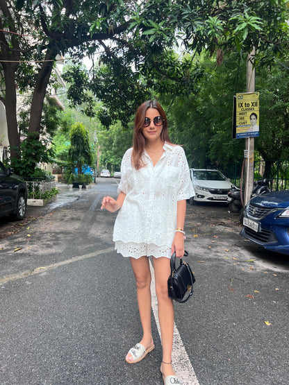 Cutwork soft Poplin Co-ord Set