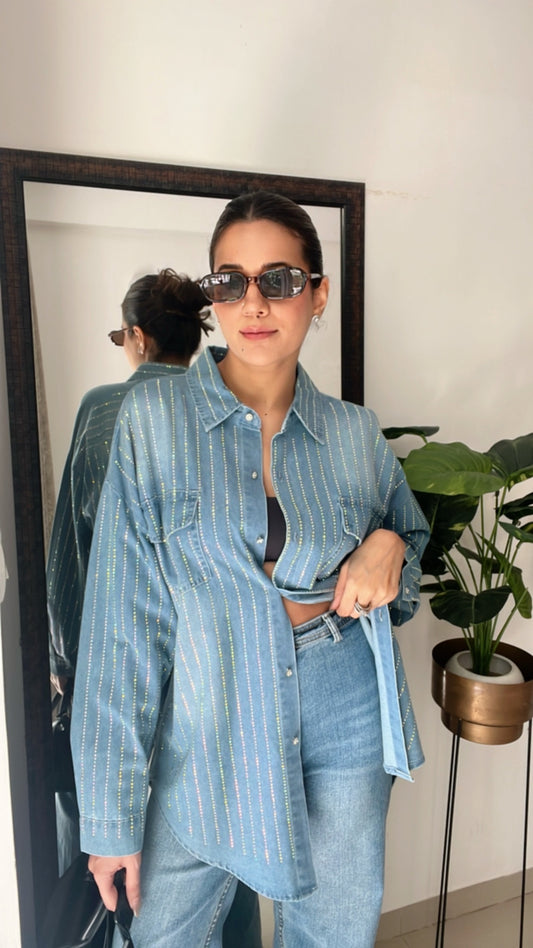Swarovski Studded Denim shirt