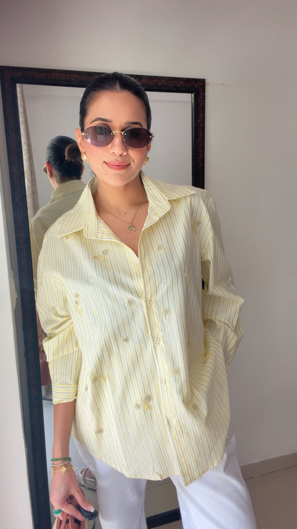 Embroidered Striped Linen Shirt