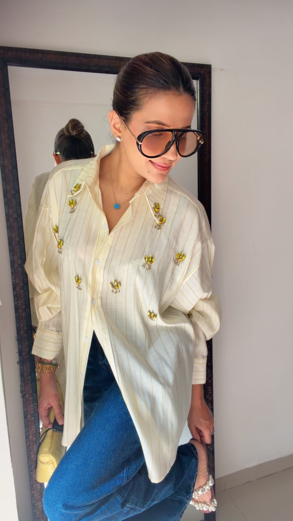 Butter Yellow Stripe Poplin Shirt