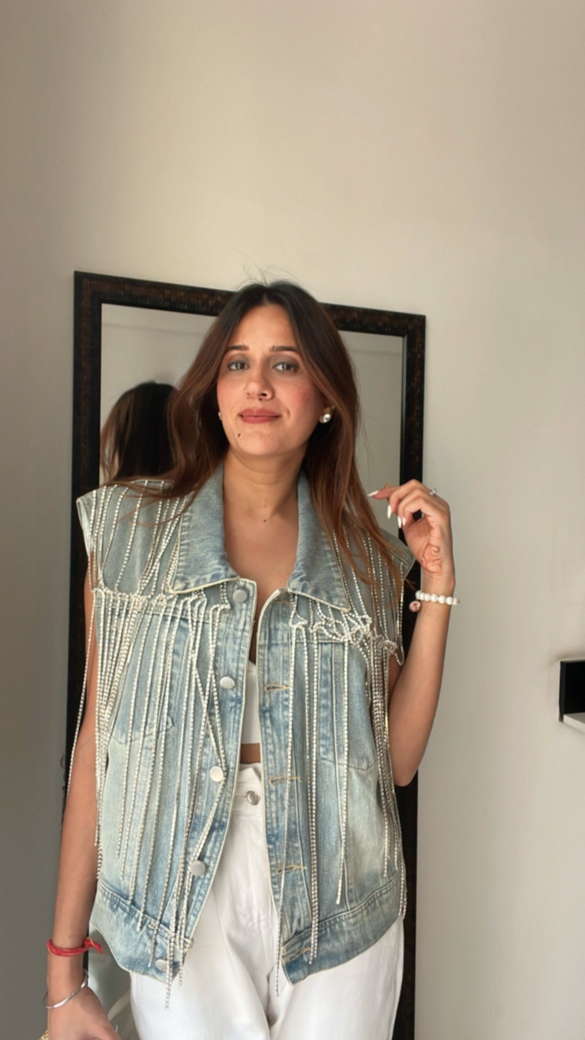 Denim Fringe Tasseled Fall Vest