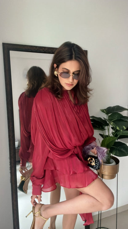 Draped High Sheen Dress
