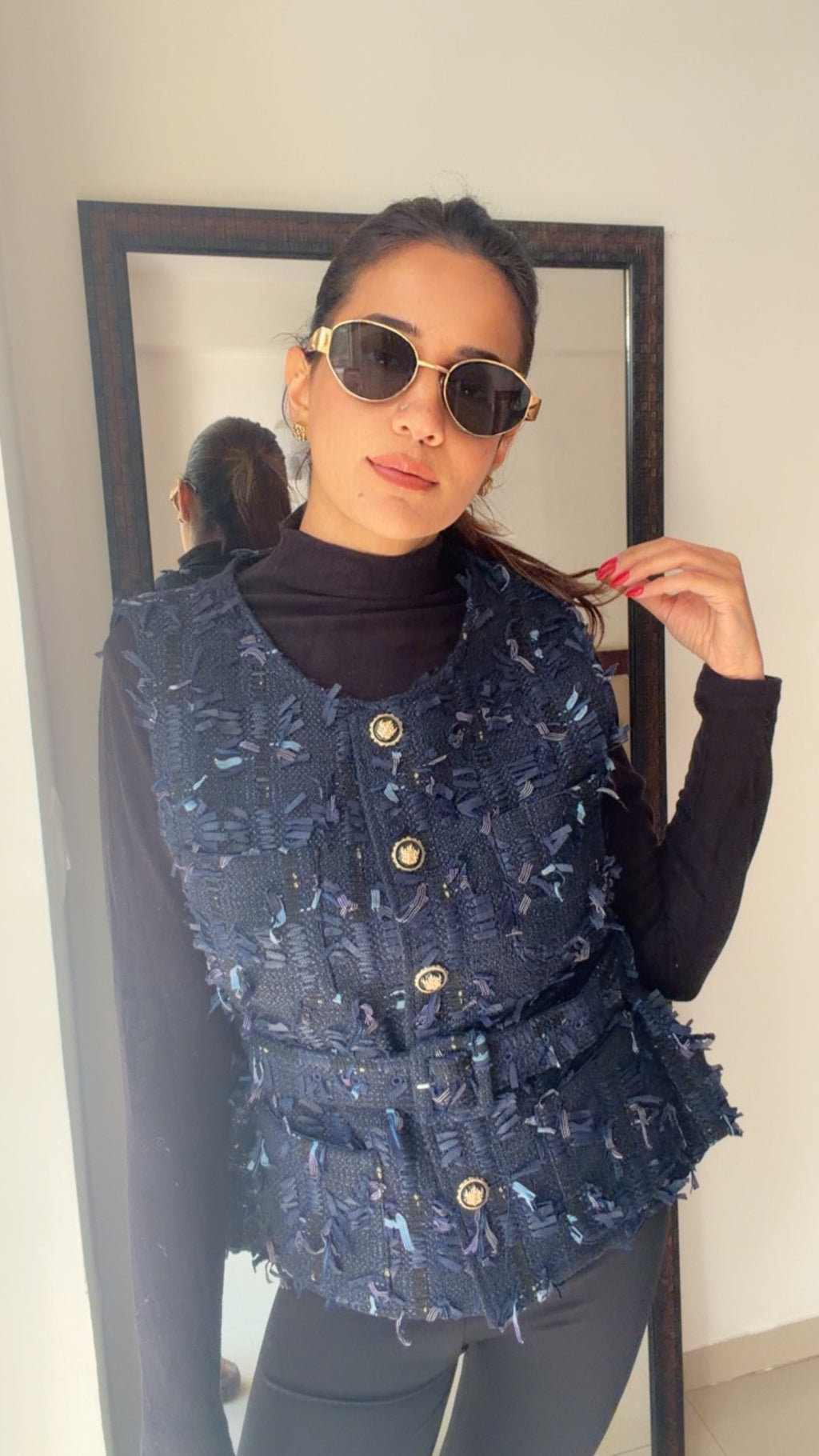 Tweed Fall Vest with belt