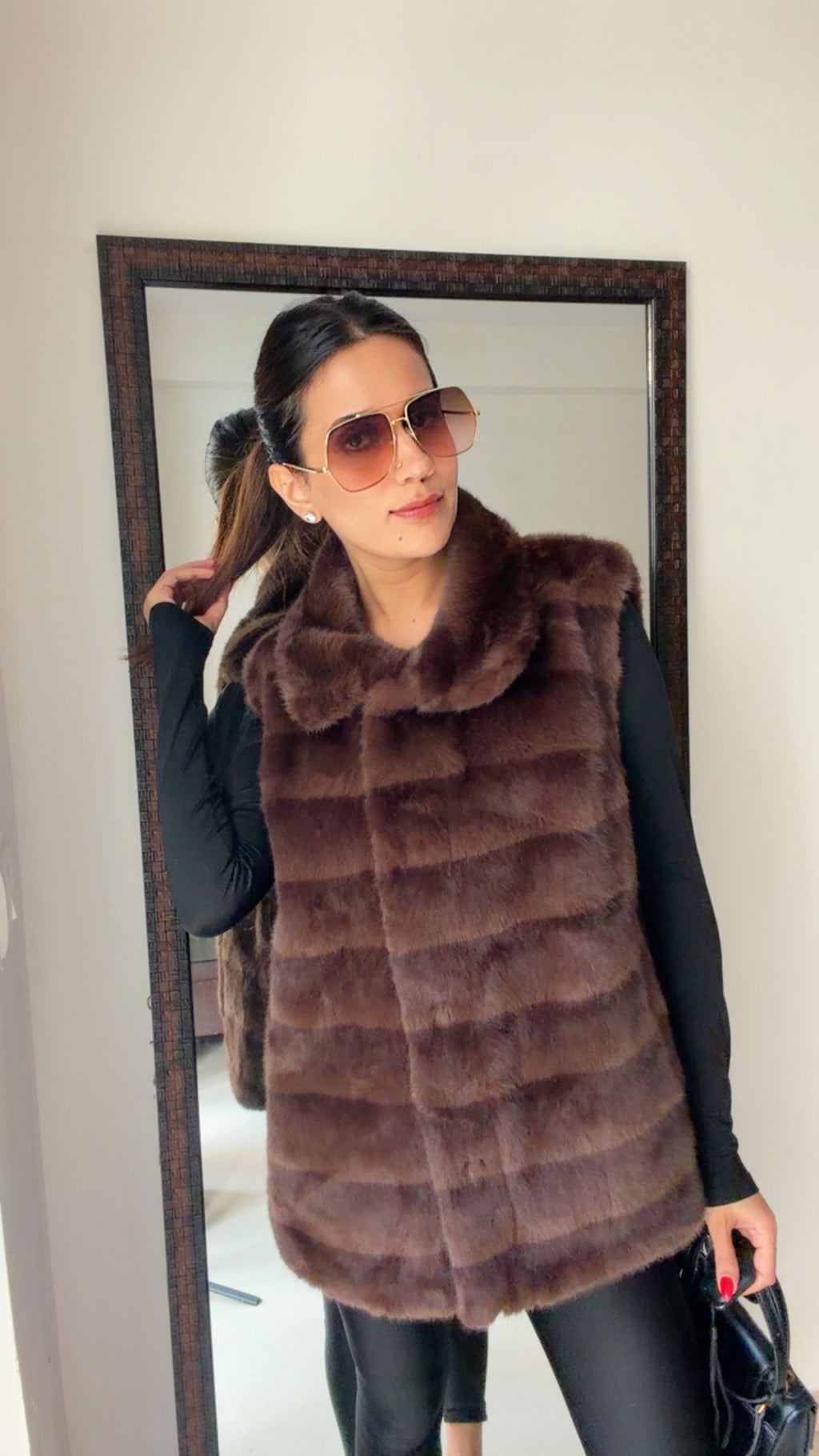 Striped Faux Fur Fall Gilet (Vest)