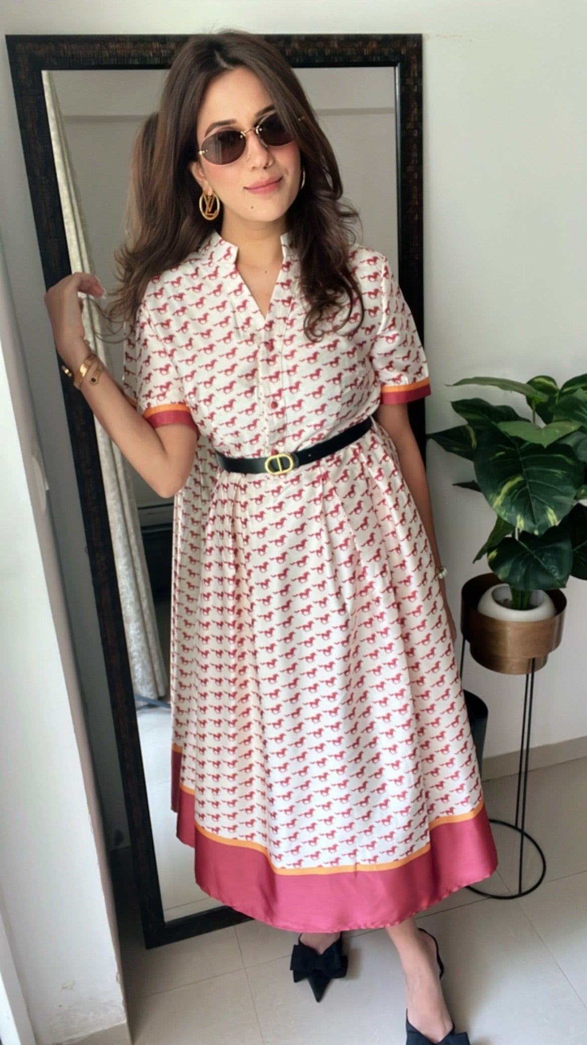 Horse Printed Vintage Dress