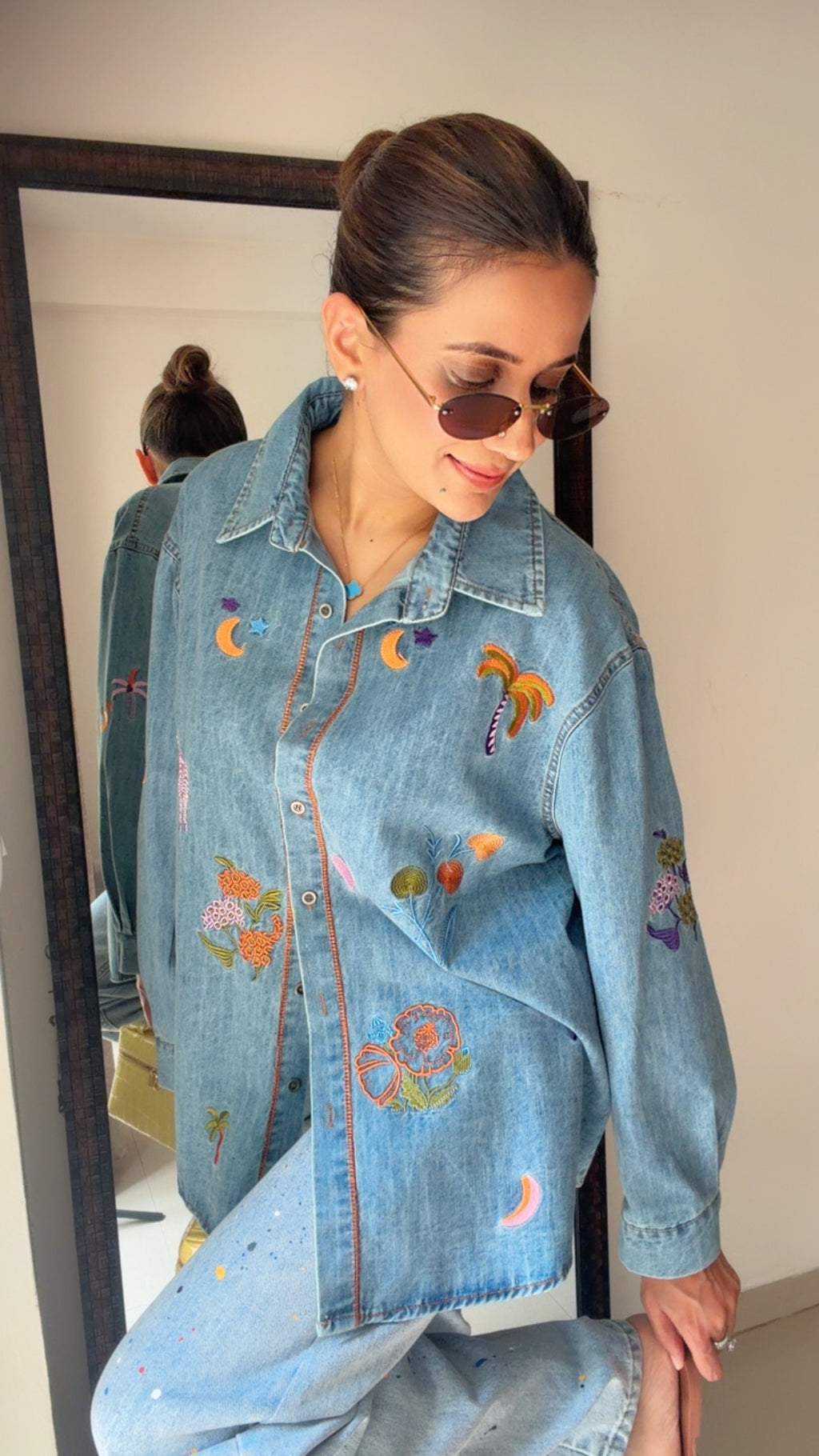 Starlit Embroidered Denim Shirt