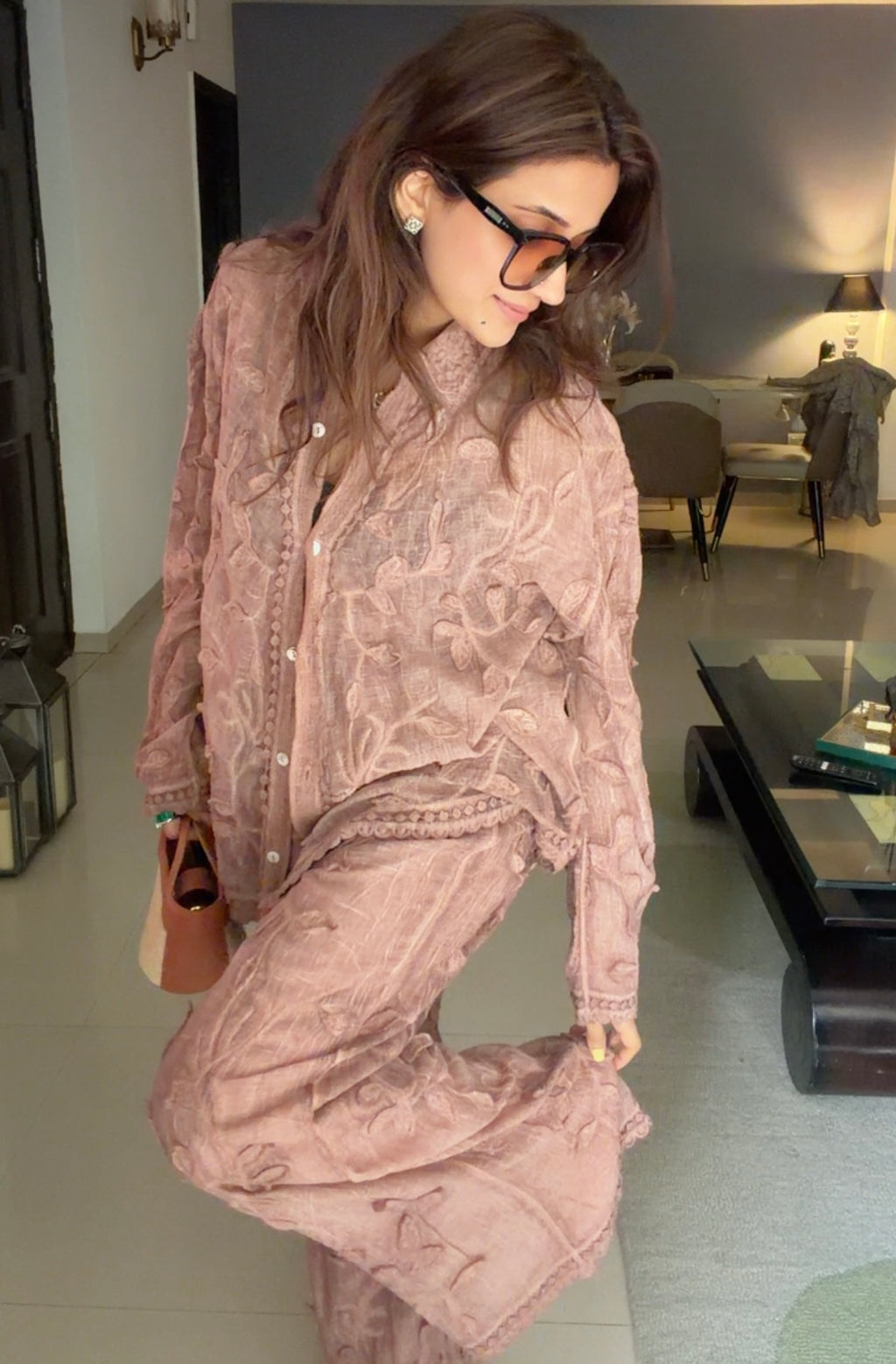 Dusty Rose Embroidered Set