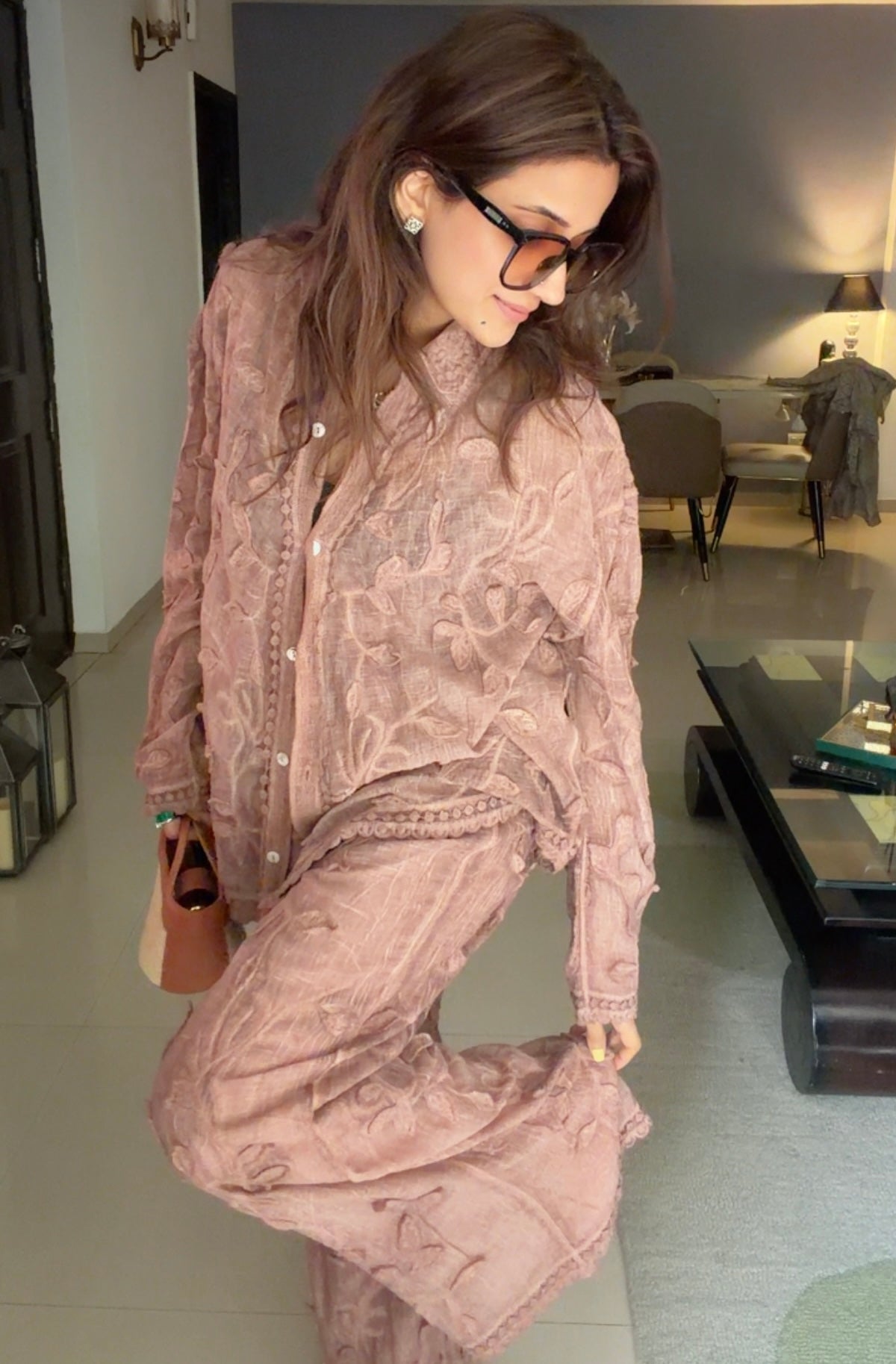 Dusty Rose Embroidered Set