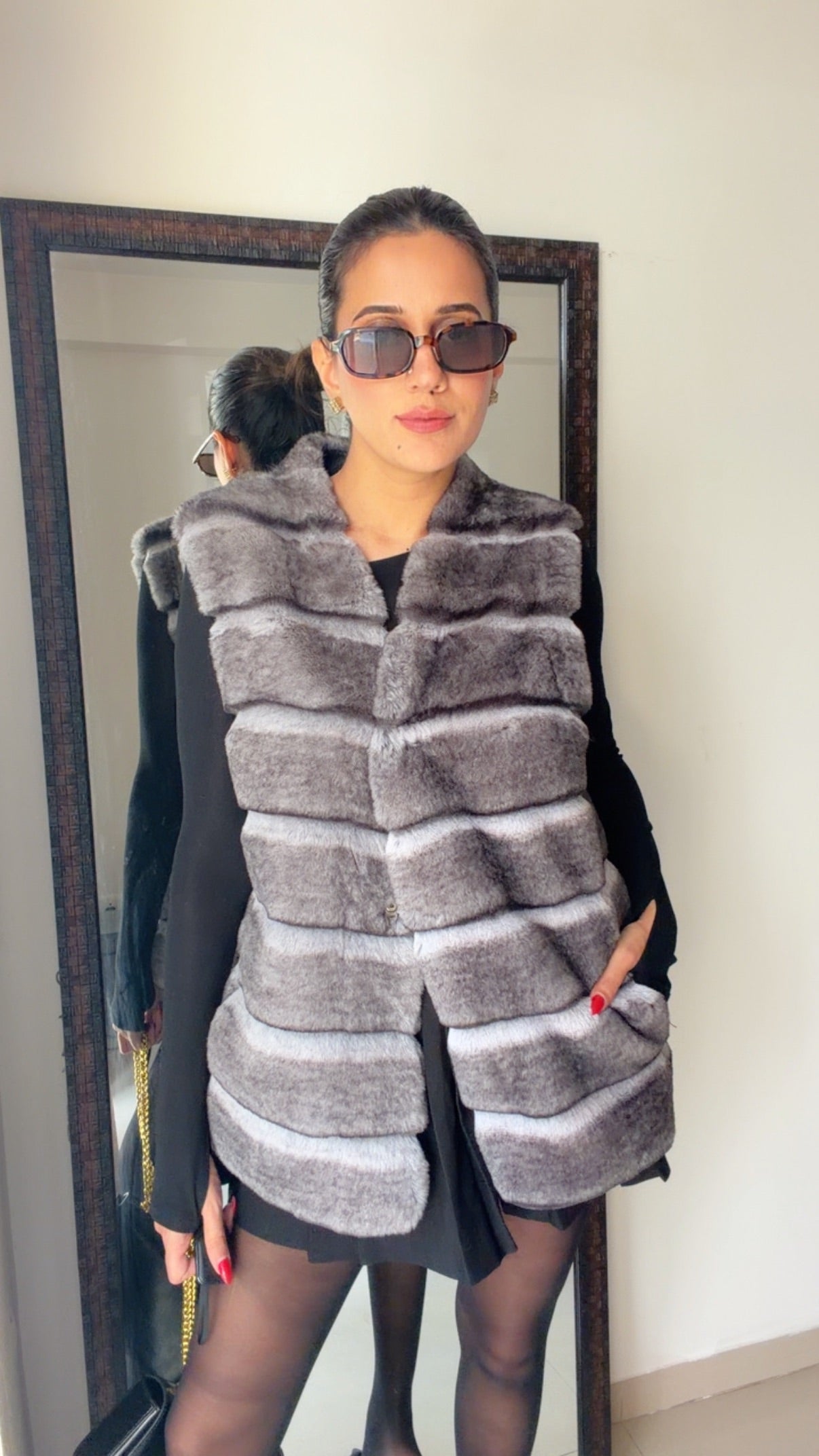 Bubble Effect Faux Fur Fall Vest