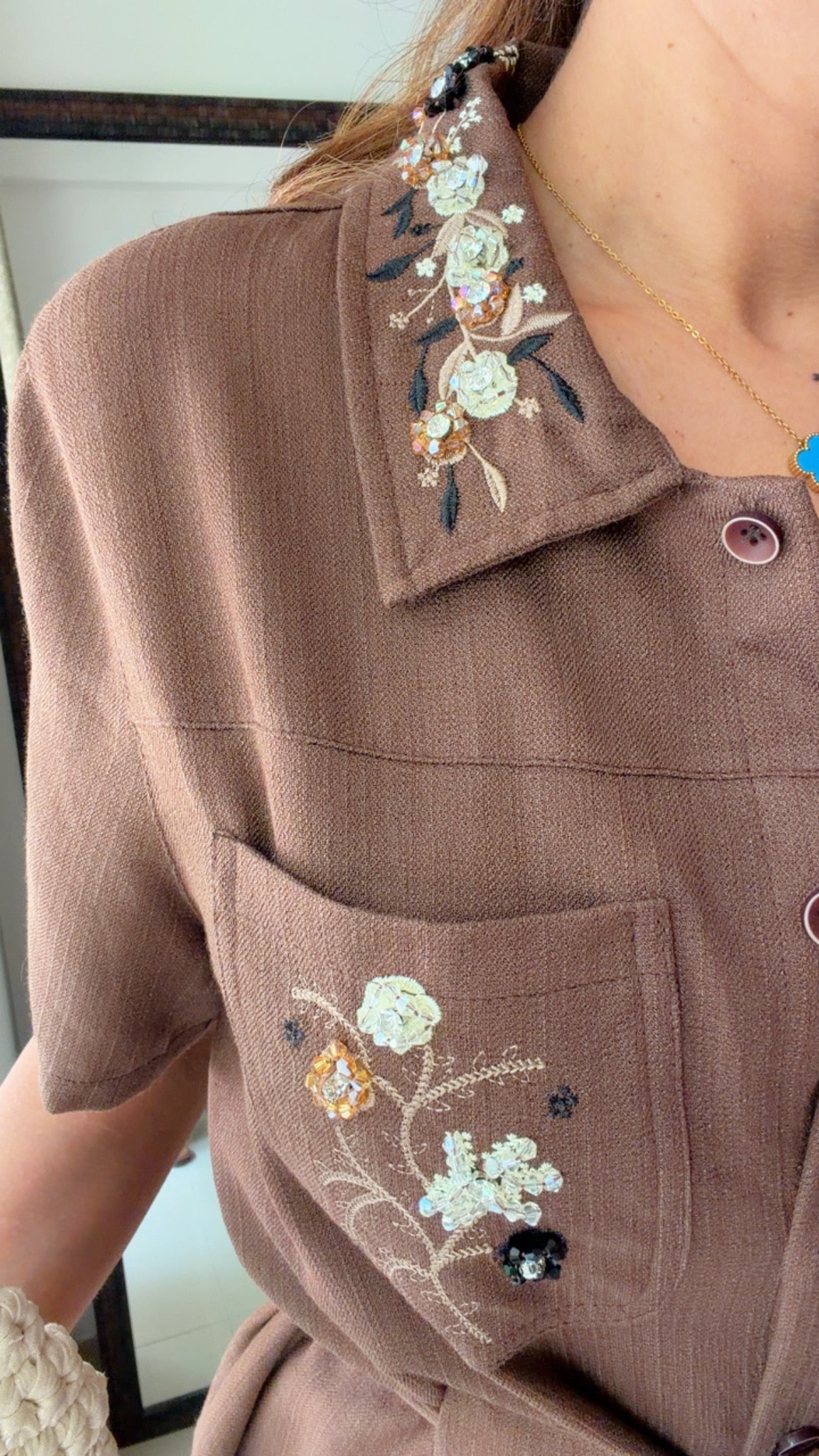 Thread Embroidered Linen Co-ord Set