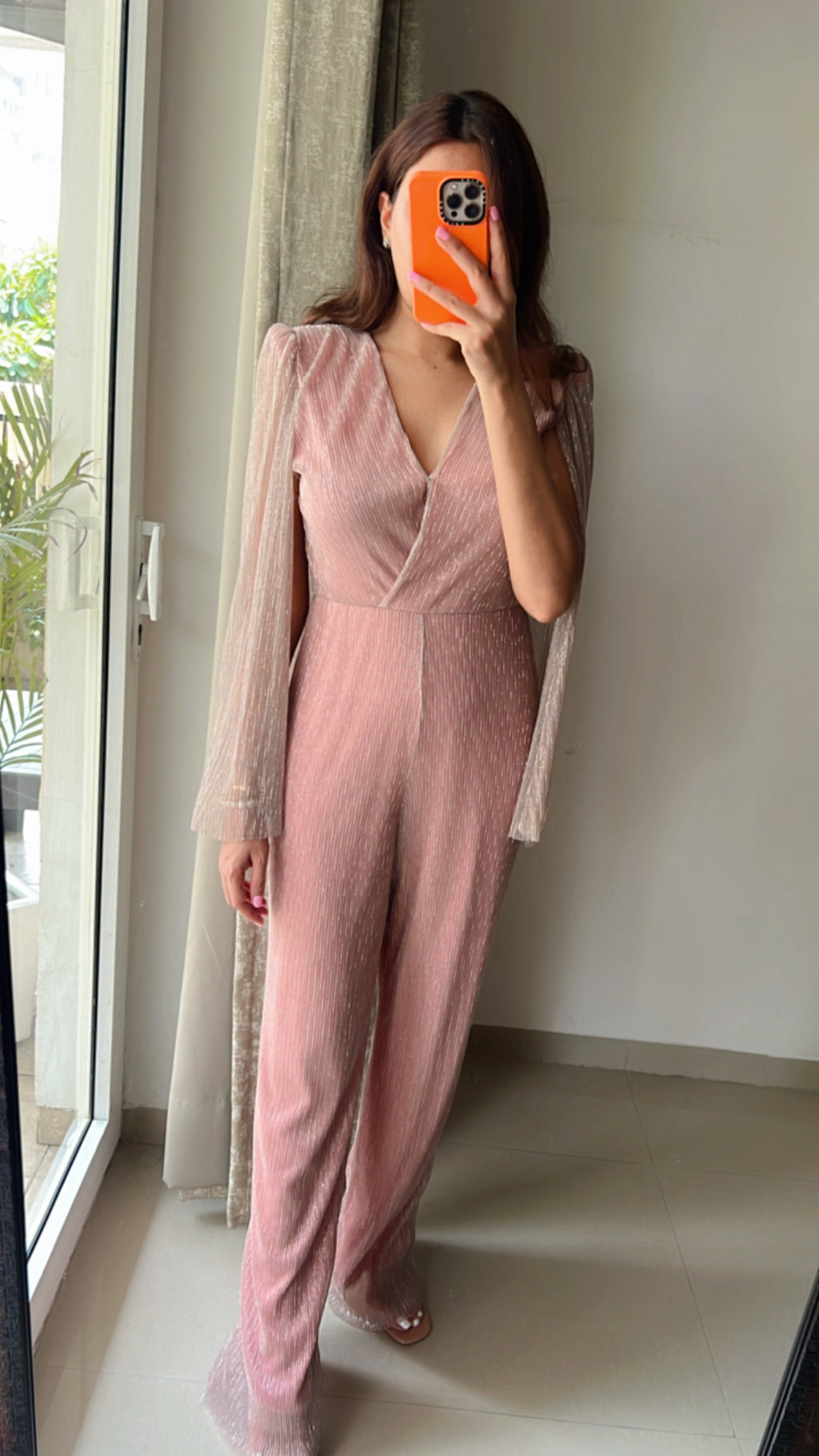 Cape Pleated Jumpsuit