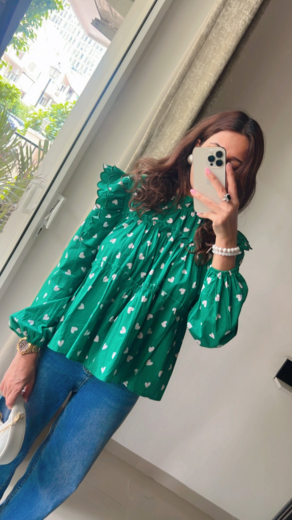 Heart trimmed Poplin Top