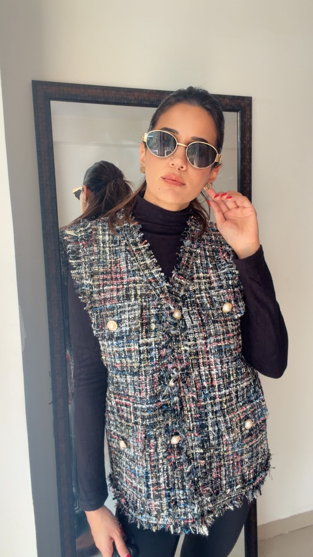 Plaid Tweed Fall Vest