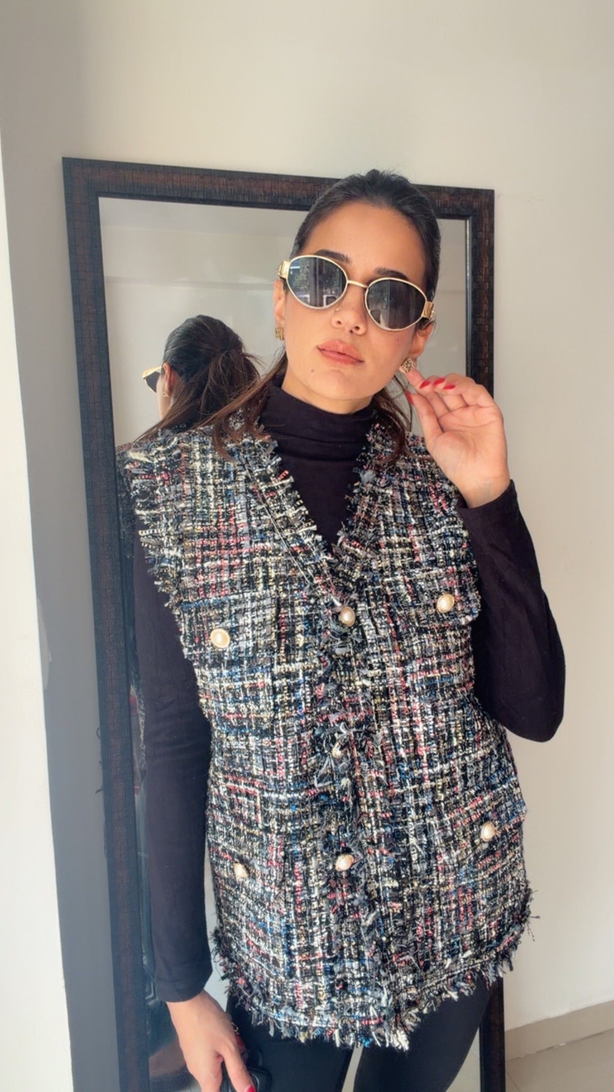 Plaid Tweed Fall Vest