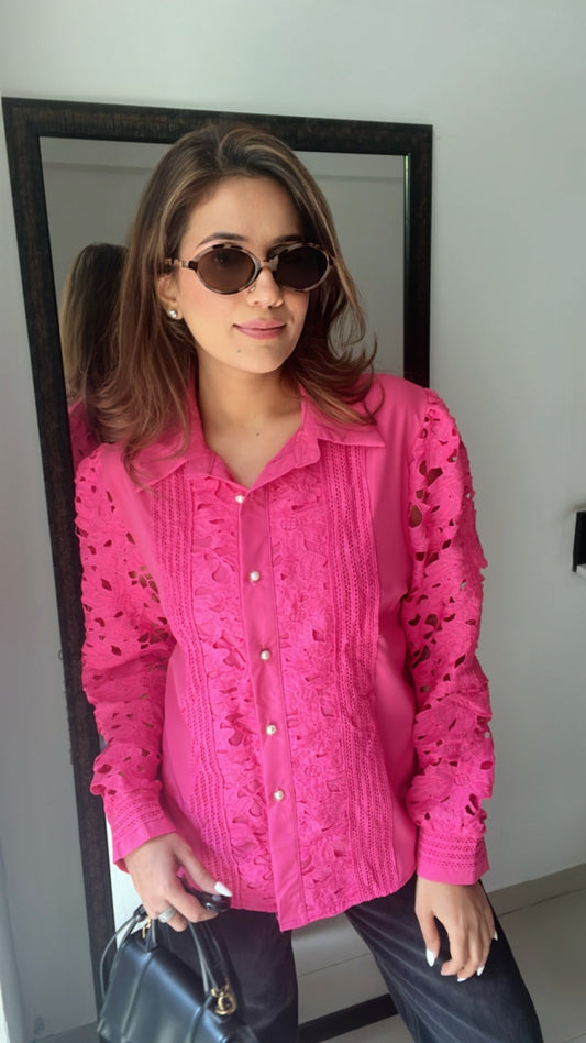 Jane Crochet Poplin Shirt