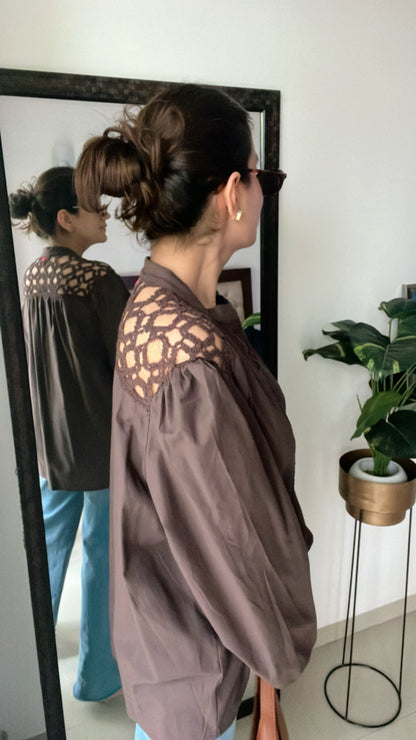 Cut work Lace Poplin Top