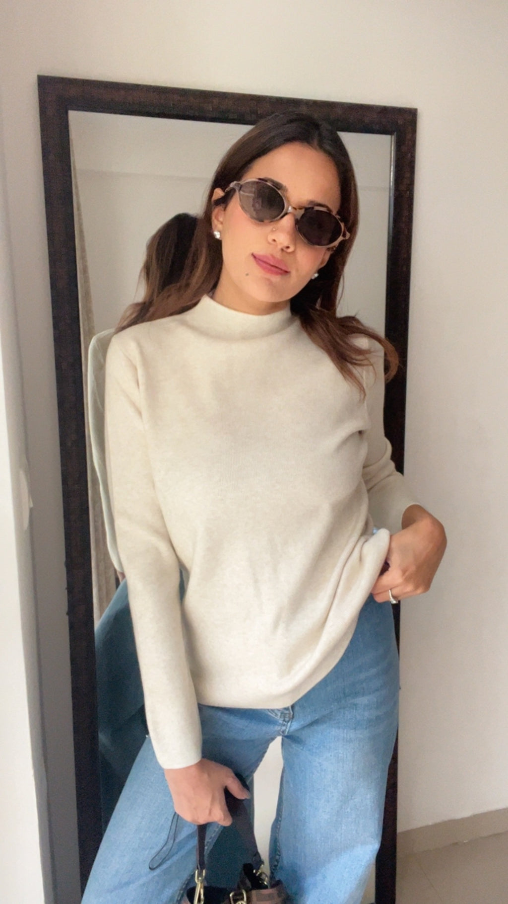 Knitted Cozy Polo Neck Layered Fall Top