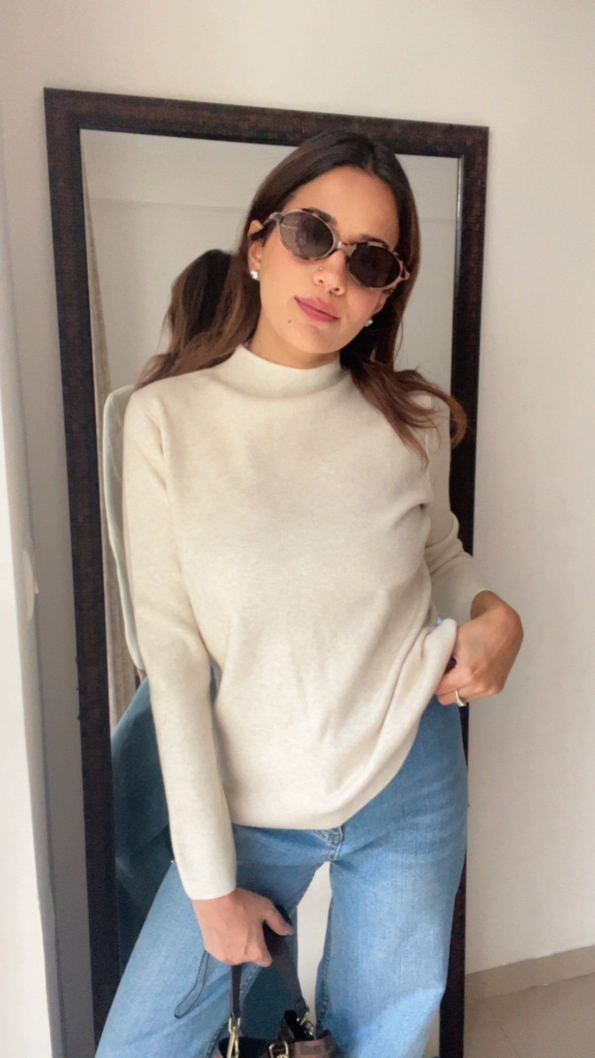 Knitted Cozy Polo Neck Layered Fall Top