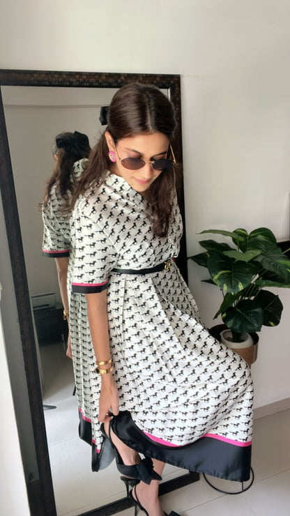Horse Printed Vintage Dress