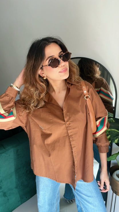 Stripe detailed Poplin Shirt