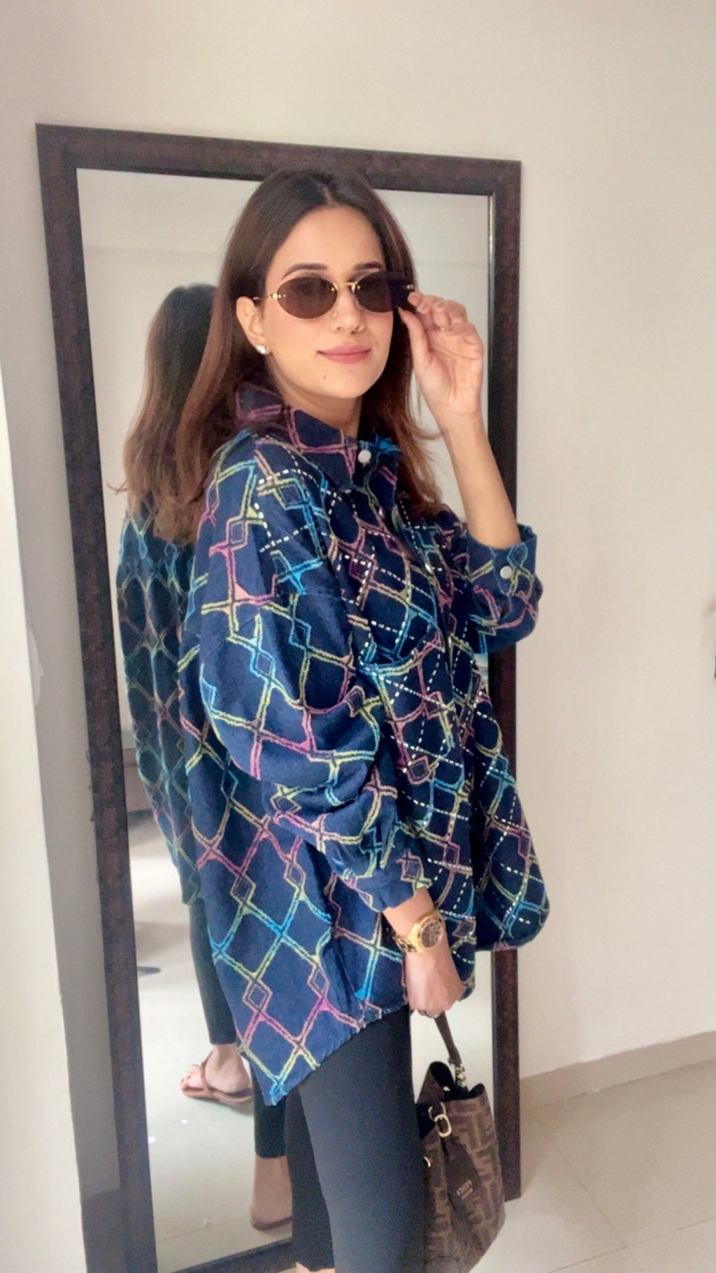 Rainbow Studded Denim Shirt