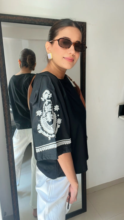 Embroidered Poplin Tee Top