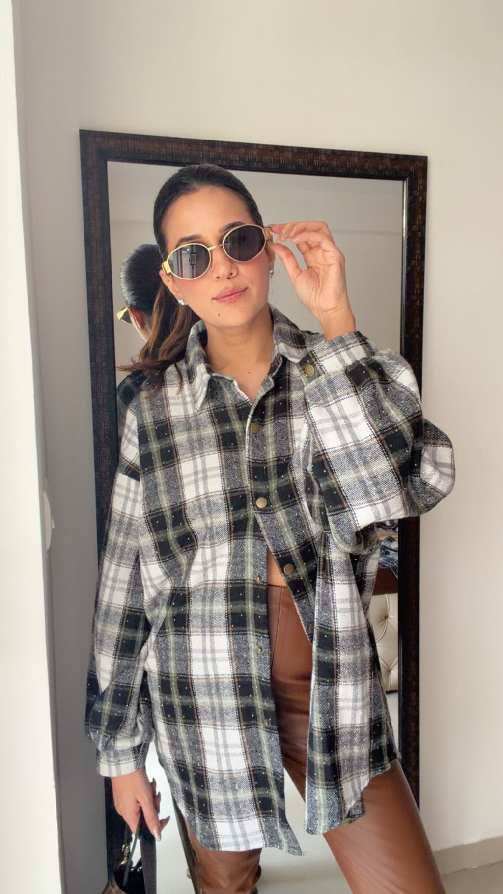 Plaid Swarovski Fall Shirt