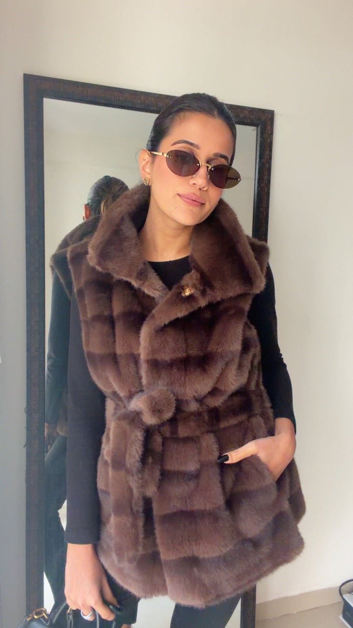 Striped Faux Fur Fall Gilet (Vest)