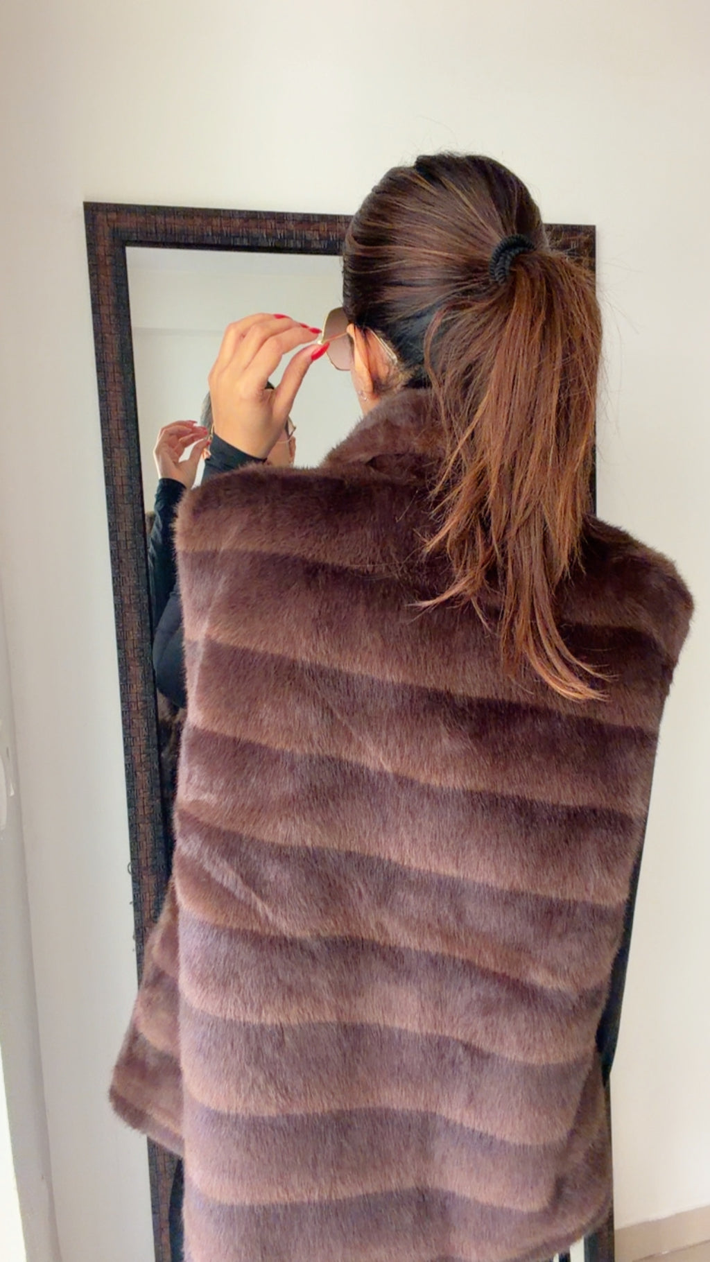 Striped Faux Fur Fall Gilet (Vest)