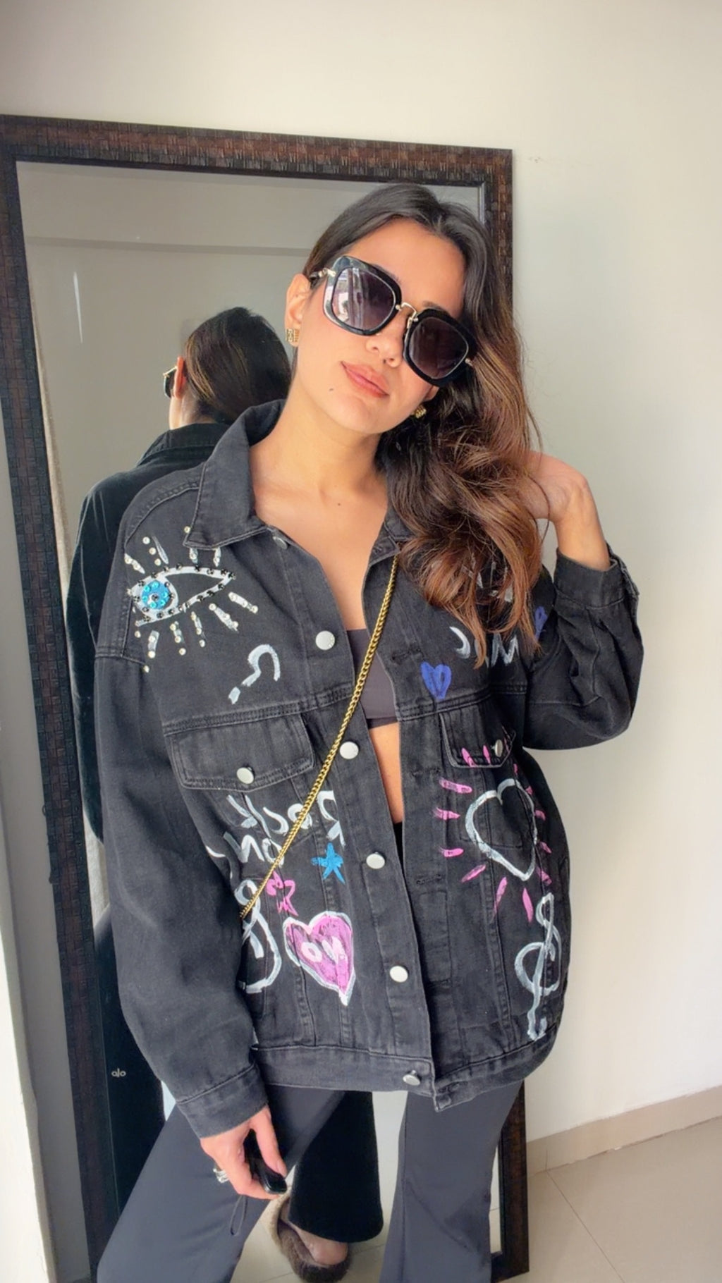 Evil Eye Oversized Denim Jacket