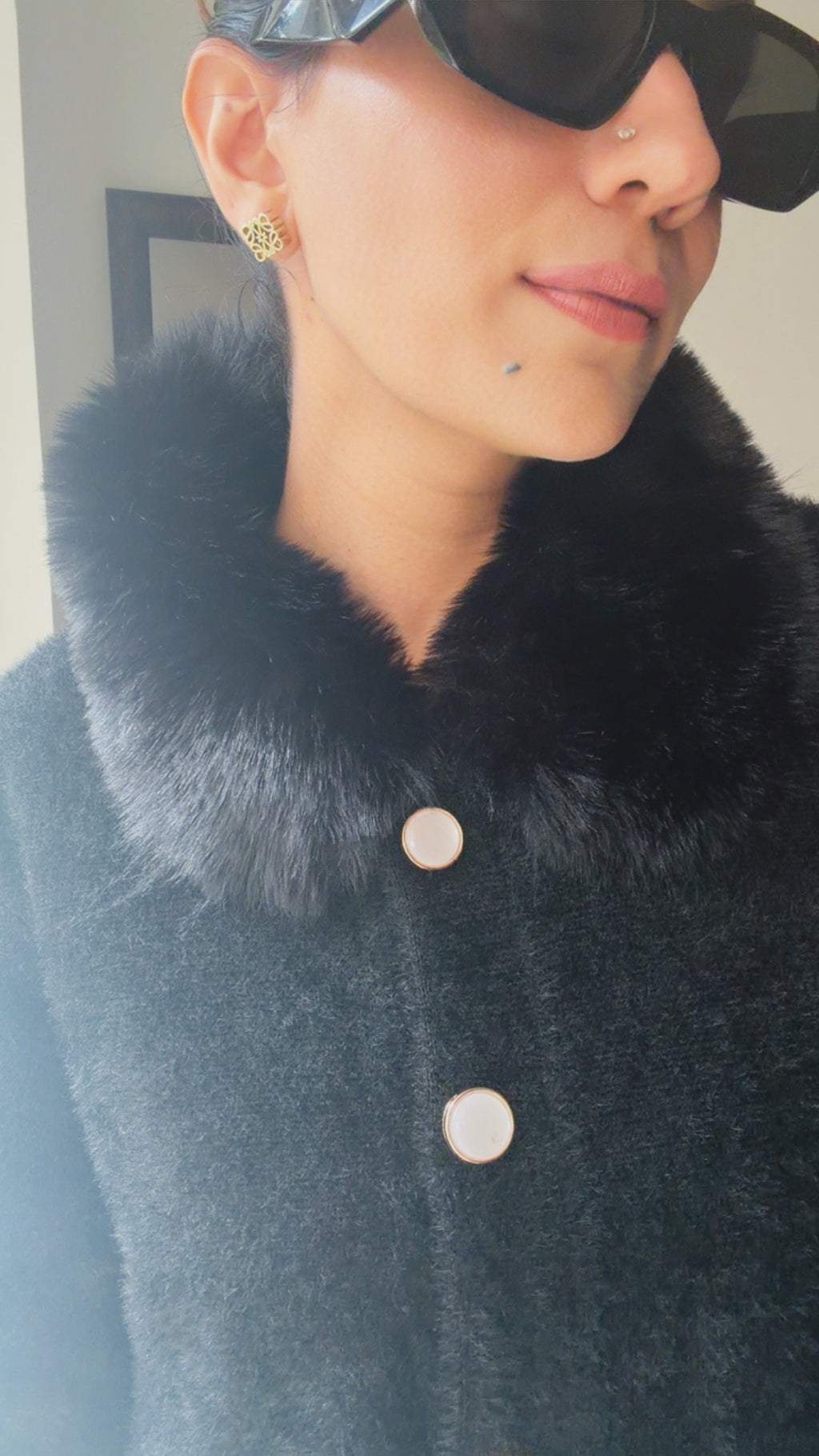 Midnight Luxe Fur-Trim Fall Jacket