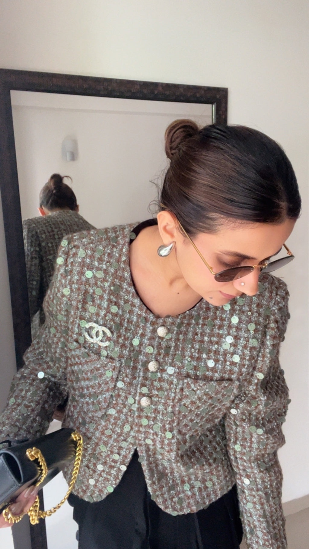 Sequin Embedded Tweed Fall Jacket