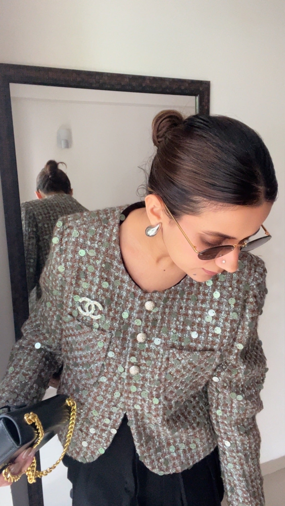 Sequin Embedded Tweed Fall Jacket