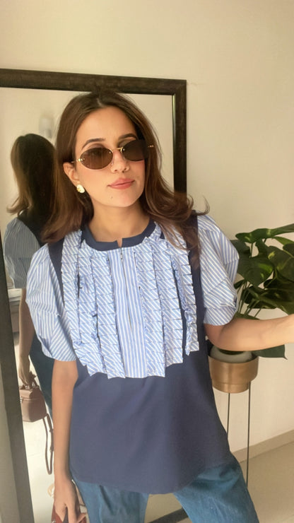 Zipped Frilled Top