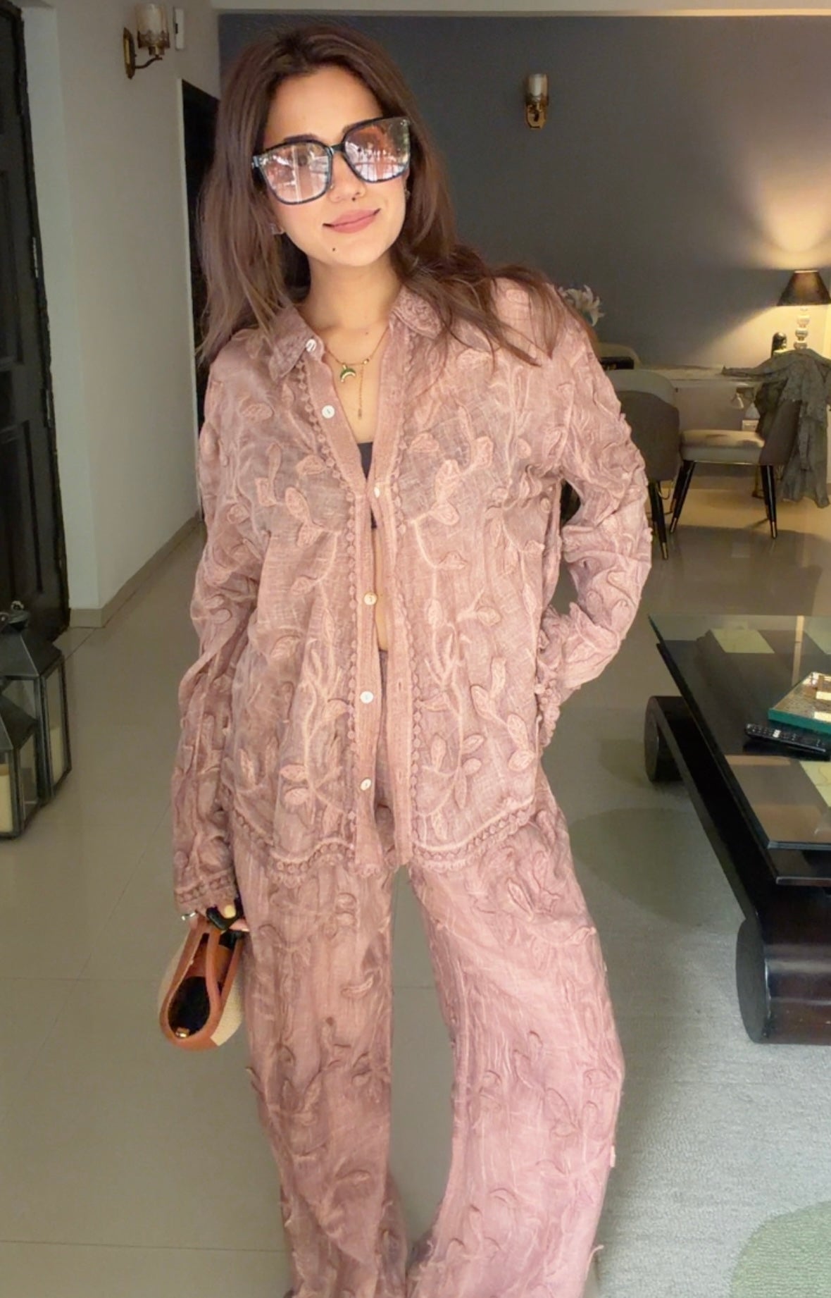Dusty Rose Embroidered Set
